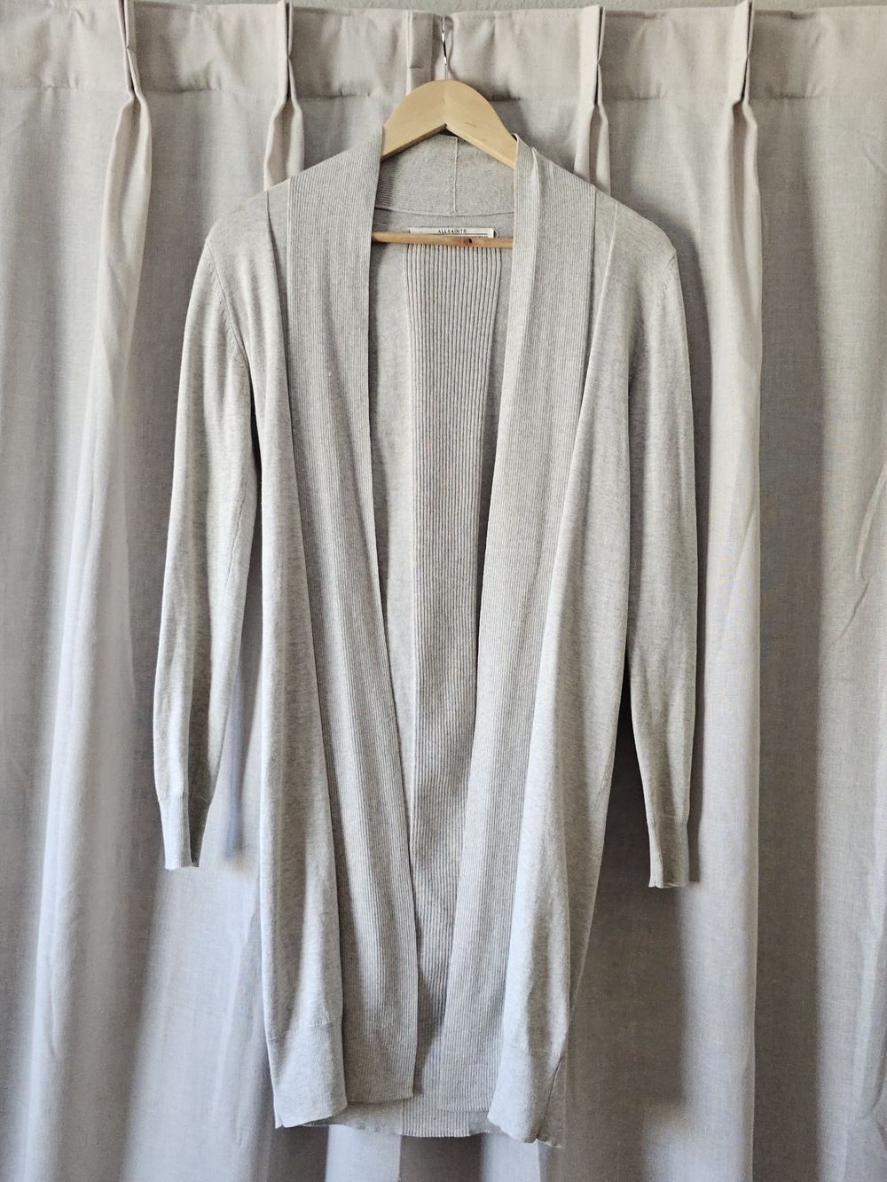 ALLSAINTS Sago Cardigan Gray Open Front Lightweight Sweater Size 0